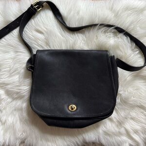 Vintage Coach 90s Black Leather Ranch Bag